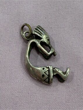 Vintage Double Kokopelli Southwestern Pendant – Silver Tone